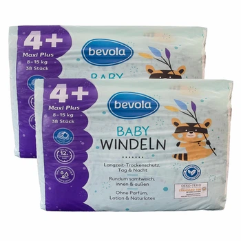 Подгузники Bevola Baby 4+ Maxi Plus 8-15 кг 76 шт