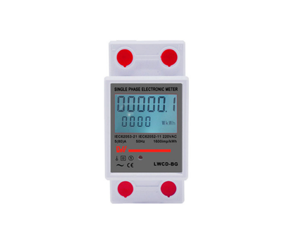 Однофазний електронний лічильник на DIN-рейку, 220V, LCD + підсвічування