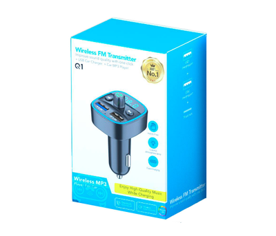 FM-модулятор Q1, 1.5A, FM, USB, TF, 49.5х41х36