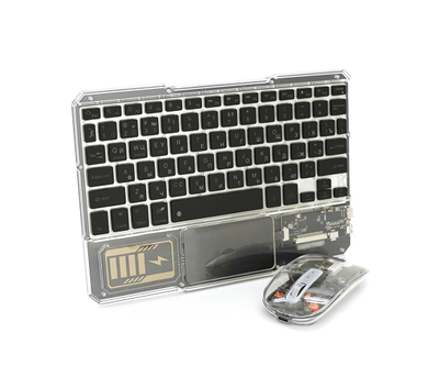 Бездротовий комплект YT-KB333 (KB+Mouse), (Eng - Pyc), 2.4G, 78 клавіш, Black - Transparent, Box