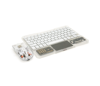 Бездротовий комплект YT-KB333 (KB+Mouse), (Eng - Pyc), 2.4G, 78 клавіш, White - Transparent, Box