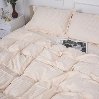 Комплект постельного белья MirSon Евро 200х220 30-0004 Cream Satin Stripe (2200005248621)