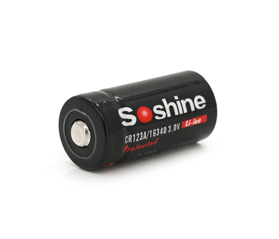 Акумулятор 16340 - CR123 Li-Ion Soshine 16340P-3.0-700 Protected, 700mAh, 3.0V, Black