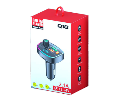 FM-модулятор Q18 з еквалайзером, 3.1A, USB, TF, 55.5х41.5х37.5