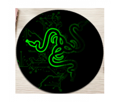 Килимок 220*220 мм тканинний RAZER 13 з боковою прошивкою (круглий), товщина 3 мм, колір Black - Green, Пакет