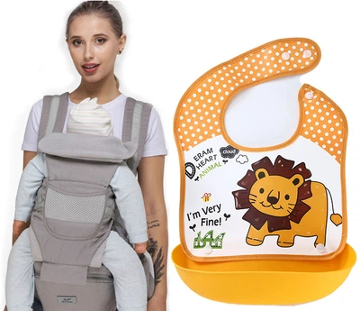 Хипсит, Эрго-рюкзак, кенгуру, переноска Baby Carrier 6в1 Серый слюнявчик-трансформер (vol-9901)