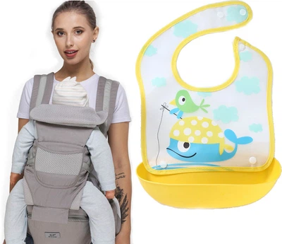 Хипсит, Эрго-рюкзак, кенгуру, переноска Baby Carrier 6в1 Серый слюнявчик-трансформер (vol-9895)