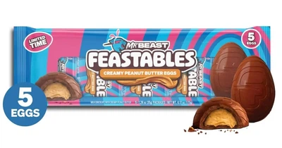 Шоколадные яйца Feastables MrBeast Easter Egg Peanut Butter Cup 5шт х 35г