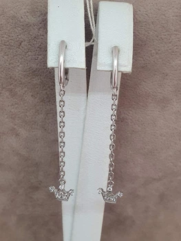 Серебряные серьги КОРОНА с фианитами. 2862/9Р-CZ