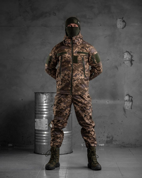 Тактический костюм SoftShell с утяжками и липучки под шевроны Пиксель XL