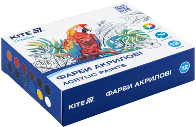 Набір акрилових фарб Kite Creative 12 кольорів у баночках по 20 мл (K-275)