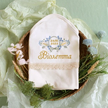 Именная крыжма для крещения девочки с вышивкой Размай молочный KR14-ImennaRozmay-Mol Ladan