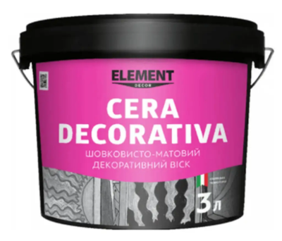 Воск шелковисто-матовый для декоративных покрытий ELEMENT Decor Cera Decorativa 3л