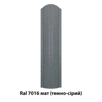 Металевий штахетник напівкруглий двосторонній 1,0 м з матовим покриттям Ral 7016 мат (темно-сірий)
