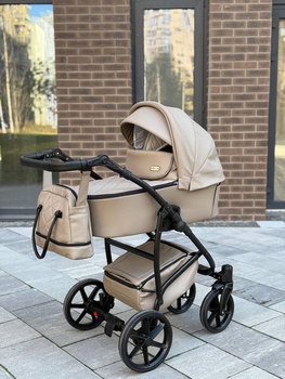 Дитяча коляска Baby Pram Amber 2в1 у еко-шкірі Cappuccino
