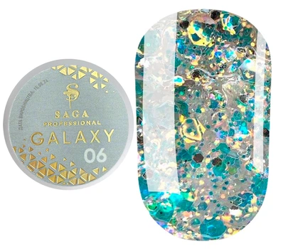 Гель для дизайна ногтей Saga Galaxy Glitter Gel №06 8 мл