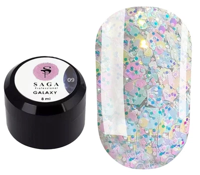 Гель для дизайну нігтів Saga Galaxy Glitter Gel №09 8 мл