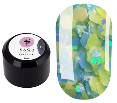 Гель для дизайну нігтів Saga Galaxy Glitter Gel №15 8 мл