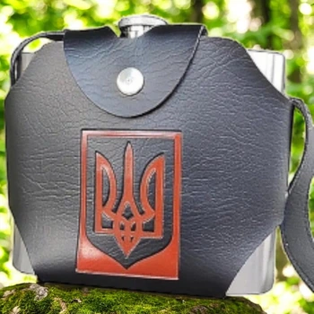 Фляга Hip Flask Ukraine в чехле 32 Oz / 946 ml из нержавеющей стали