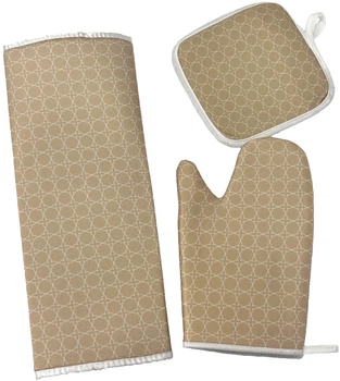 Набор для кухни Eco Fabric коврик для посуды + прихватка + перчатка Бежевый