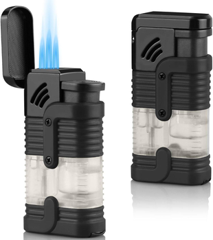 Тройная турбо-зажигалка с возможностью заправки бутаном Triple Torch Lighter (черная)