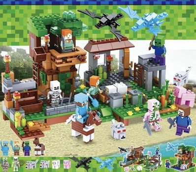 Конструктор Майнкрафт 425 деталей+персонажи, детский набор Minecraft My World Mineworld Битва за сокровища SJ8808