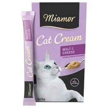 Ласощі для котів Miamor Cat Cream Malt & Cheese - Cream Мальт-паста-крем з сиром для виведення грудок шерсті 6 стіків х 15 г (2442)