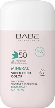 Сонцезахисний мінеральний флюїд BABE Laboratorios Mineral Super Fluid SPF 50 З тонуючим ефектом для чутливої та атопічної шкіри 50 мл (8436571632487)