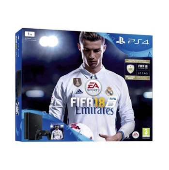 Sony PlayStation 4 SLIM 1TB Black с Dualshock 4 с FIFA 18 обслужена в коробке с гарантией б/у