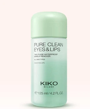 Двухфазная жидкость для снятия макияжа с глаз и губ Kiko Milano PURE CLEAN EYES & LIPS 125 мл