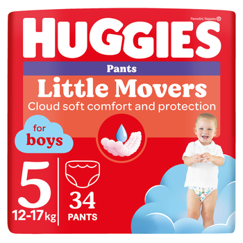 Підгузки-трусики Huggies Little Movers/Pants 5 Jumbo 12-17 кг для хлопчиків 34 шт (5029053564289)