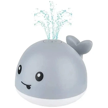 Игрушка для ванной Кит с фонтаном и светом Spray Water Bath Toy, Серый (36093)