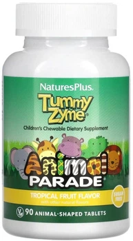 Ферменты + пробиотики для детей Nature's Plus Animal Parade Tummy Zyme Enzymes & Probiotics 90 таблеток Тропик в упаковке (ARE-573255)