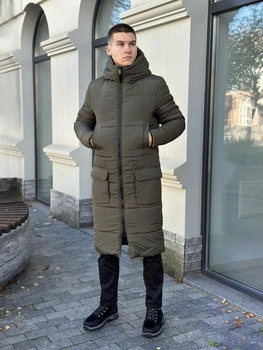 Мужская зимняя куртка плащевка на пухе до -25°C XL хаки (OWku45kh)