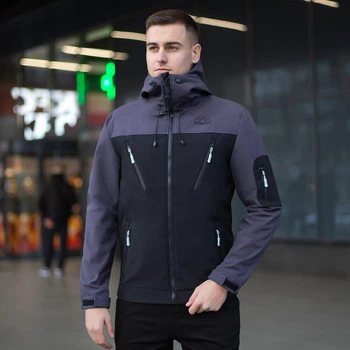 Чоловіча куртка демісезонна SoftShell S чорний з сірим (OWku11bage)