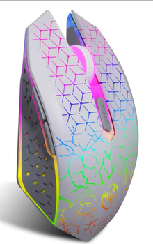 Двухрежимная беспроводная аккумуляторная мышь T35 с RGB подсветкой бело-серая