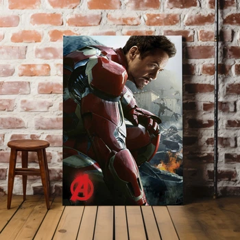 Интерьерная картина Железный Человек и клоны Альтрона, Iron Man, Ultron (2015), супергеройский постер, 42×30 см (id0043)