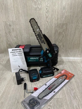 Акумуляторна мініпила Krafftec [36V 4Ah / 1000 Вт / 2 акумул / 2 шини / 3 ланцюги] з автоматичним мастилом 6 дюймів