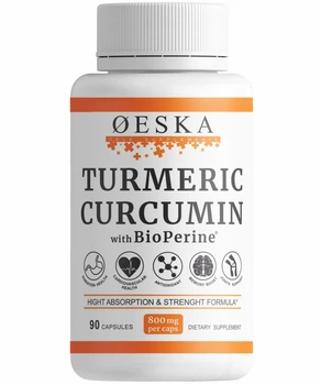 Куркумин Oeska Turmeric Curcumin + BioPerine 800мг 90 капсул | Экстракт Куркумин и Черного Перца | Куркумин с Биоперином
