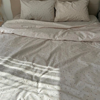 Комплект постельного белья LavSon Ранфорс Поплин Lux King Size 220х240 Беж сердечки (Наволочки 70х70)