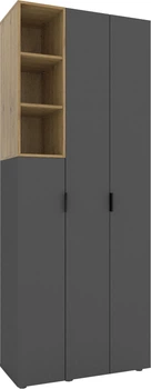 Шкаф Metkas Home A003L 900x420x2300 мм ЛДСП Антрацит - Дуб Артизан (MA003L-AD)