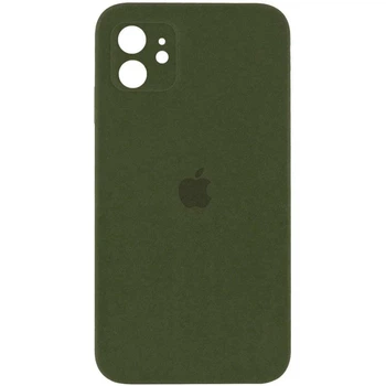 Чехол Silicone Premium case с защитой камеры для iPhone 11 Full Camera Protective dark olive 9546