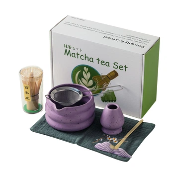 Набір Matcha Lesko SD5458 Purple для приготування чаю матчу 7 предметів
