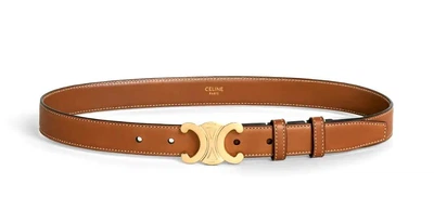 Ремень женский с логотипом CELINE Triomphe Belt glossy Коричневый