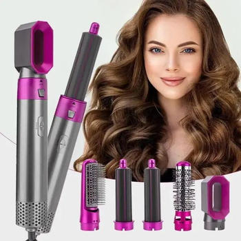 Фен-стайлер 5в1 для сушіння та укладання волосся Hot Air Styler 1000Вт, мультистайлер з 5 насадками TP-51-Fuchsia