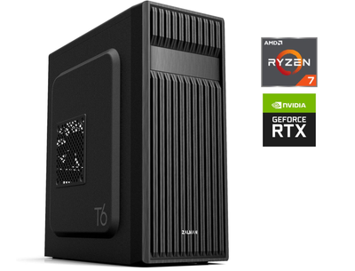 Игровой ПК Zalman T6 Tower / AMD Ryzen 7 3700X (8 (16) ядер по 3.6 - 4.4 GHz) / 32 GB DDR4 / 256 GB SSD + 1000 GB HDD / nVidia GeForce RTX 3060, 12 GB GDDR6, 192-bit / 600W / Win 10 б/у