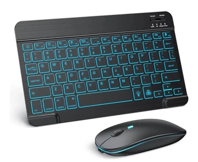 Комплект клавиатура и мышка Bluetooth Беспроводная с RGB подсветкой Универсальная 25х15см Черный
