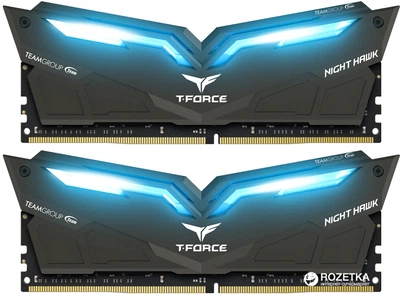 Оперативная память Team T-Force NightHawk DDR4-3200 16384MB PC-25600 (Kit of 2x8192) Blue LED (THBD416G3200HC16CDC01)