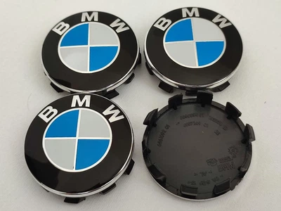 Колпачки заглушки для дисков BMW 56 мм сине-белые 36136850834 Комплект 4 штуки