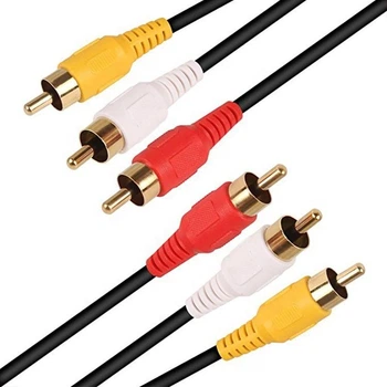 Кабель 3 RCA на 3 RCA, аудио/видео тюльпан, длина 2,6м